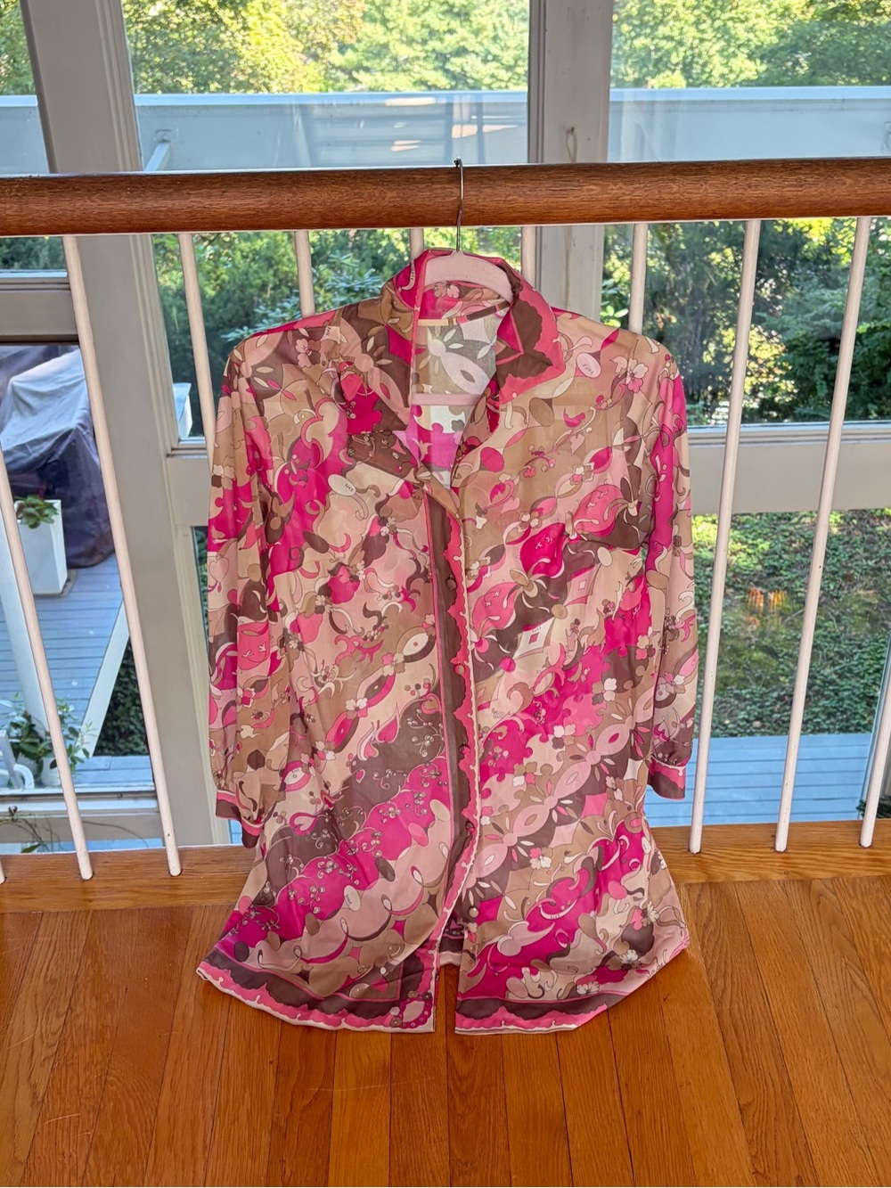 Emilio Pucci for Formfit Rogers Pink and Brown Floral Chemise